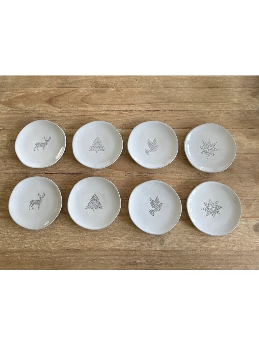 8pc Hearth & Hand Magnolia Appetizer Plates Christmas Snowflake Deer Dove Tree